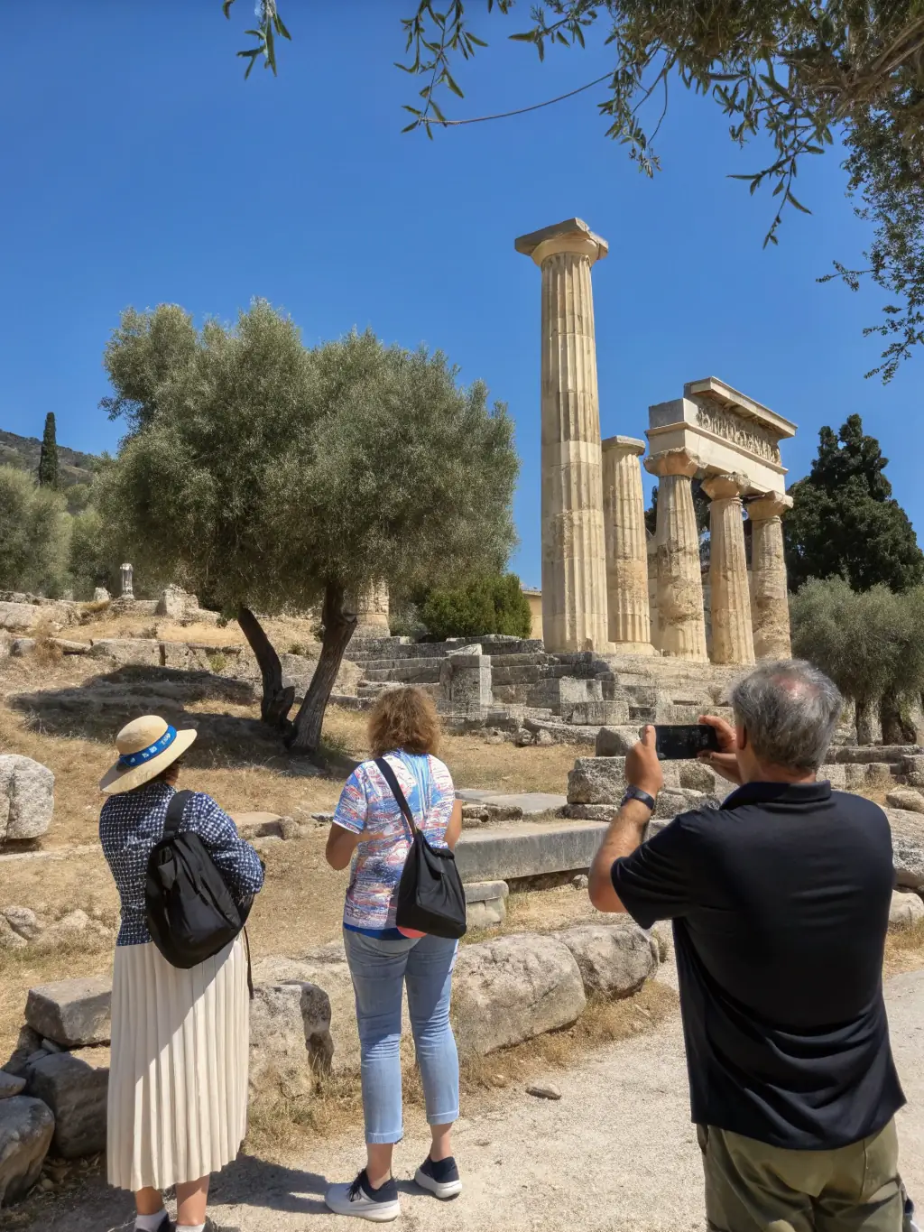 An image of a group of tourists exploring ancient ruins, highlighting the cultural immersion travel experience available through Freefly.