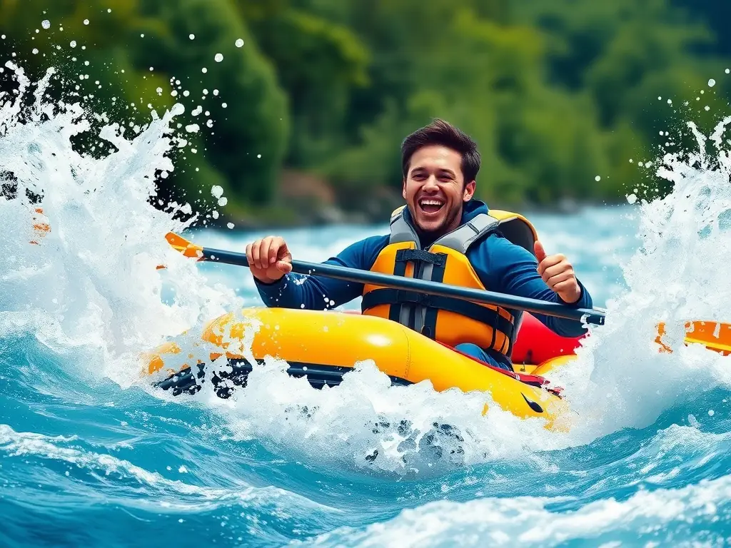 A high-definition image capturing the thrill of white-water rafting in the Zambezi River, showcasing the raw power of nature and the exhilaration of adventure travel.